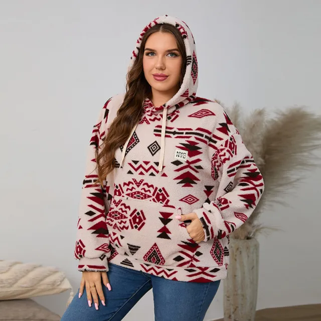 Loose Casual Long Sleeves Plush Large Pocket Top Red - Shop at LoveMi