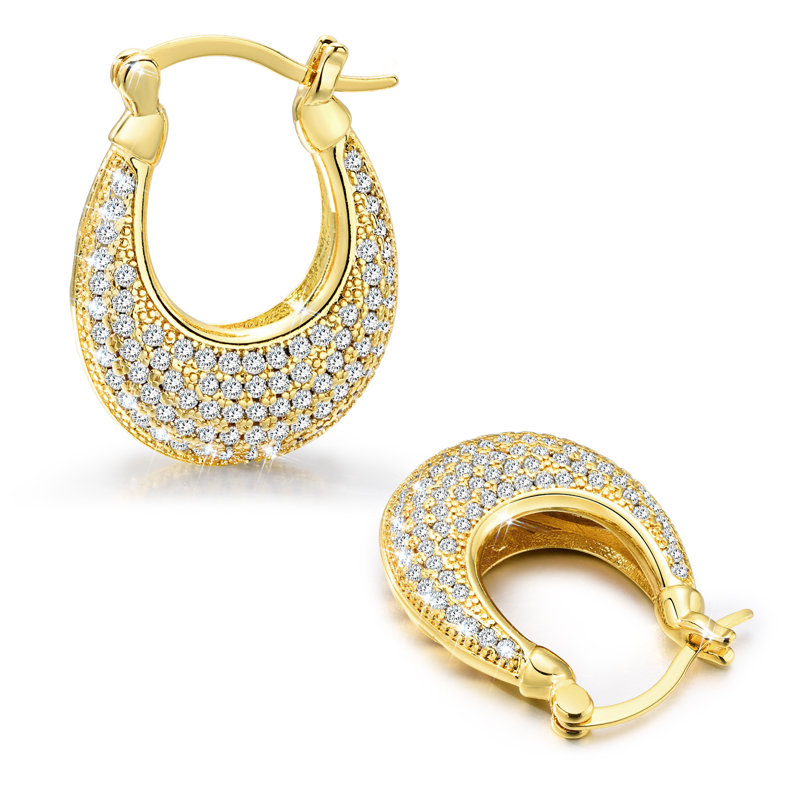 Women's Copper Earrings Studded With Zircon