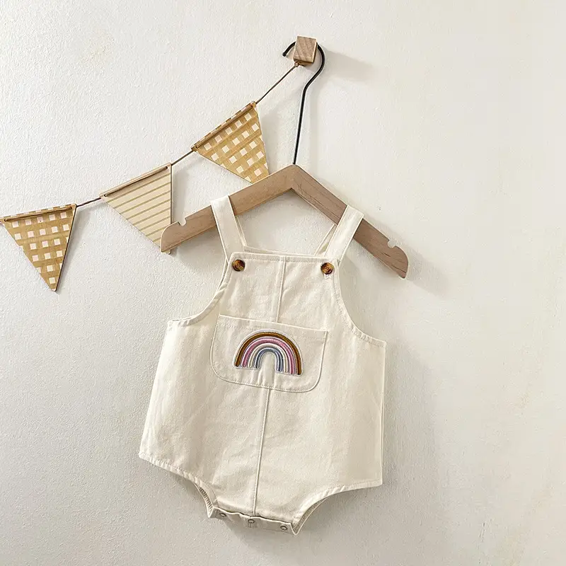 Baby Jumpsuit Spring And Autumn Men And Women Baby Loose Korean Style Rainbow Sling Triangle Jumpsuit Going Out Rompers