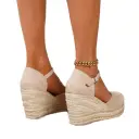 Fashionable Vintage Straw Wedge Sandals For Women view 7