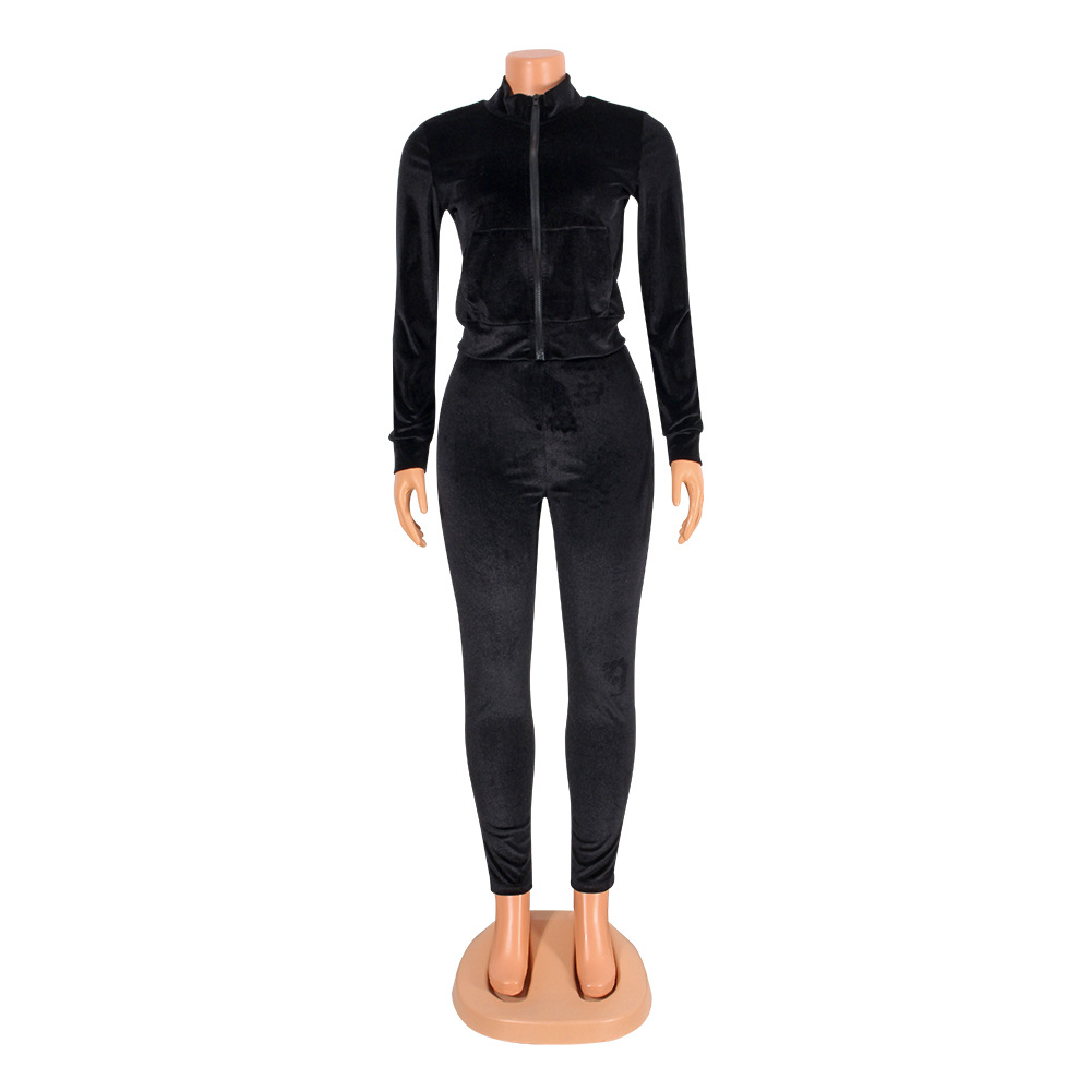 Pleuche Long Sleeve Women's Pants Suit