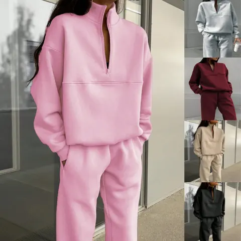 Long-sleeved Sports Sweatshirt Suit Fashion Stand-up Collar Zip-up Top