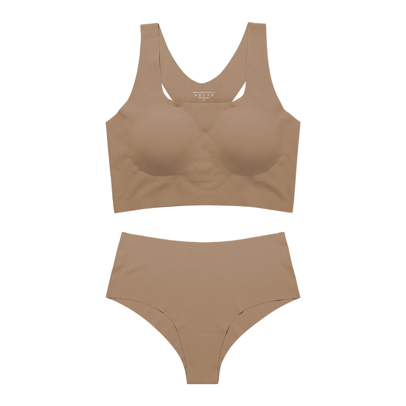 Women's Underwear Suit Plus Size Sports Without Steel Ring Push Up Removable Pad Beige - Shop at LoveMi