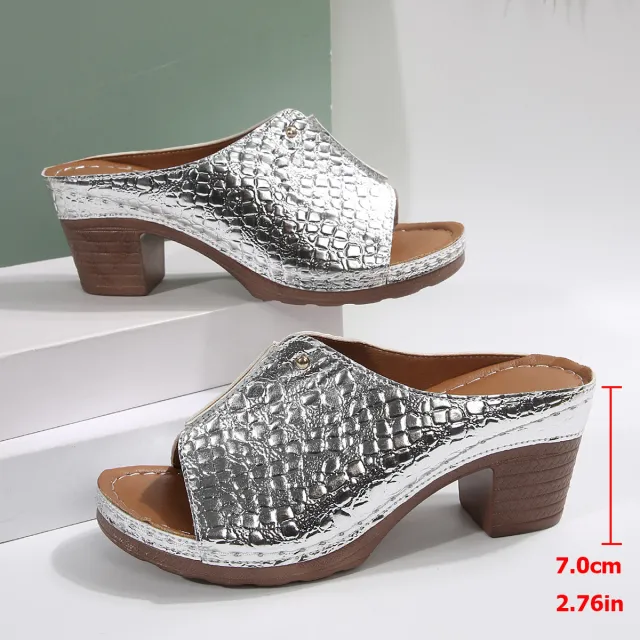 Women's Peep Toe Slippers Plus Size Wedge Sandals Silver - Shop at LoveMi
