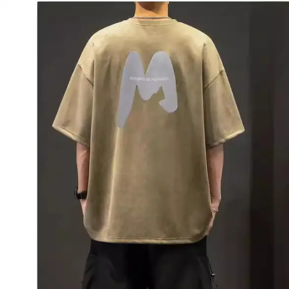 Men's Vintage Foam Printing Round Neck Casual Short Sleeve