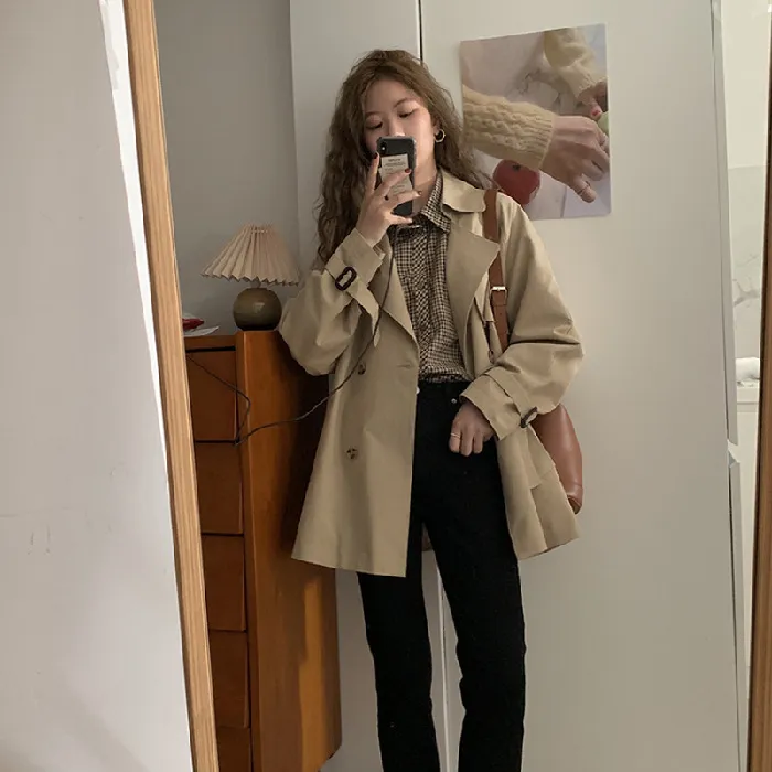 Early Spring Autumn New Trench Coat Coat Women's Short - Khaki