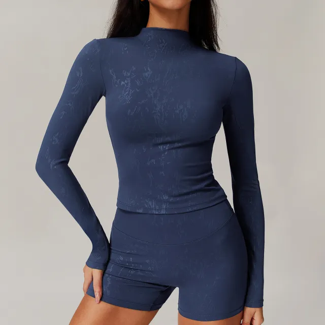 Women's Bronzing Yoga Long sleeved Top Blue - Shop at LoveMi