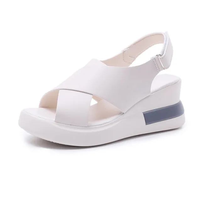 Women's Casual Peep Toe Platform Wedge Sandals Beige - Shop at LoveMi
