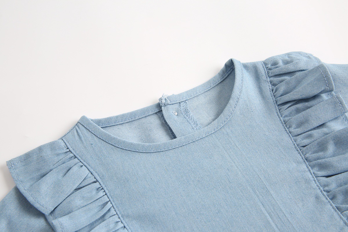 Title 5, Baby denim romper met wikkeldesign en anti-wind...