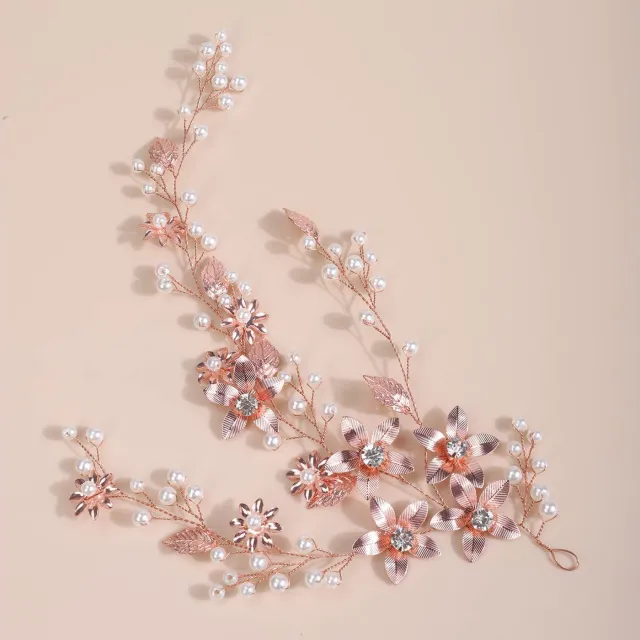 Golden Leaf Flower Hair Band Wedding Dress Accessories Rose Gold Copper Wire - Shop at LoveMi