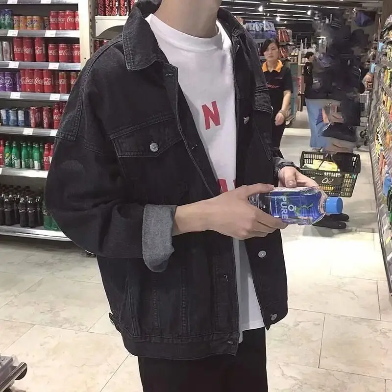Mens Casual Versatile Loose-fit Denim Jacket