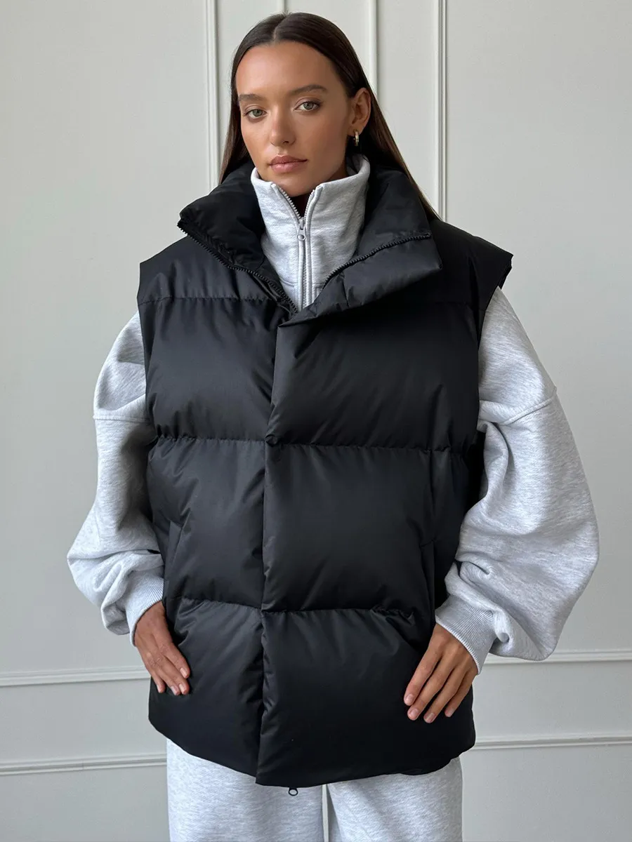 Cotton Vest Coat European And American Autumn And Winter - Black