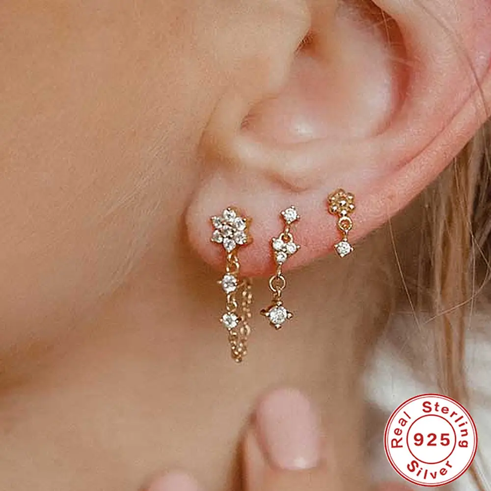 Women's Geometric Matching Diamond Stud Earrings