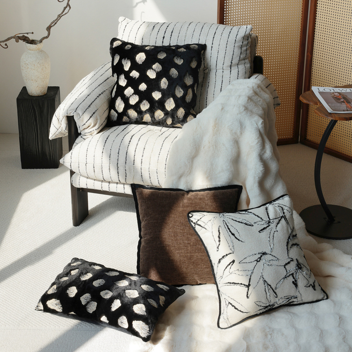 Modern Minimalist Embroidered Sofa Pillowcase With A Luxurious Finish