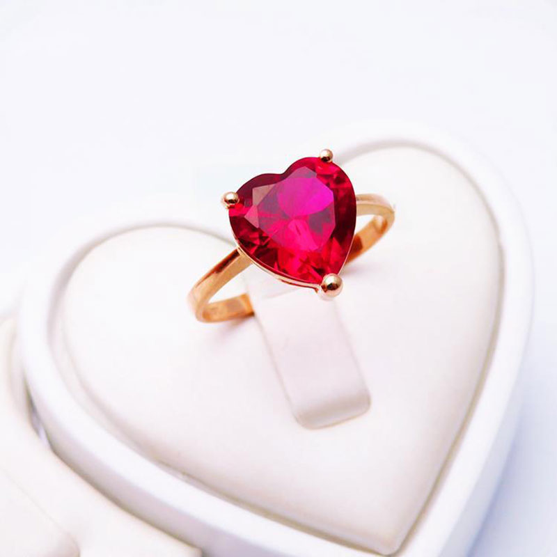 Title 3, 18K Color Gold Love Set Red Stone Ring