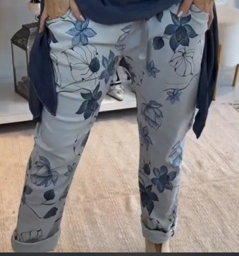 Plain Top Casual Fashion Camisole Long Hem Trousers Set Blue Pants - Shop at LoveMi