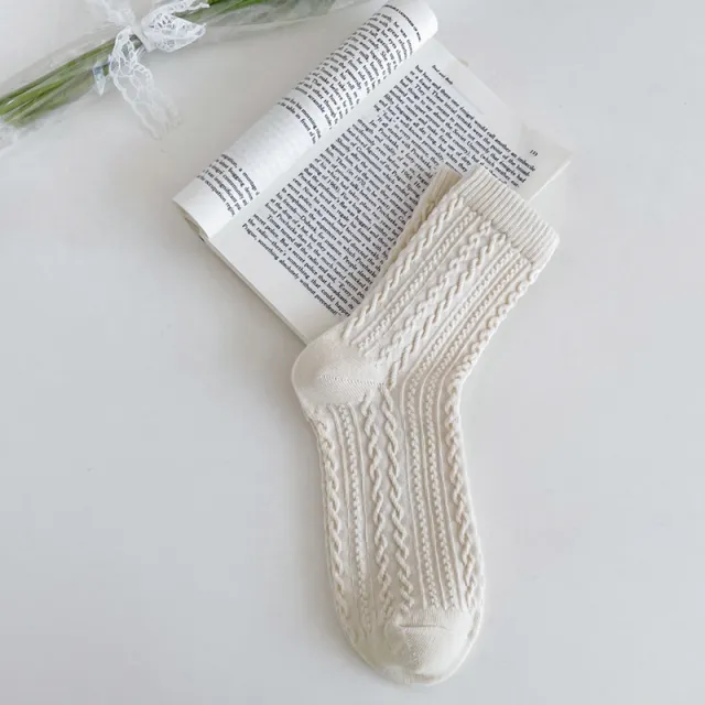 Women's Fashion Retro Twist Tube Socks Beige - Shop at LoveMi