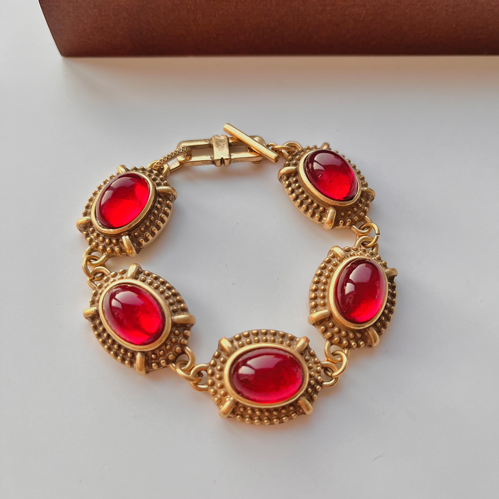 Gold-Plated Stone Necklace and Bracelet Set, picture 8 of 10
