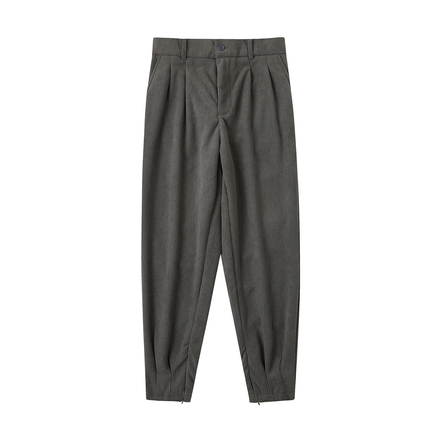 High-waisted Straight-leg Loose-fit Casual Scythe-shaped Brown Pants