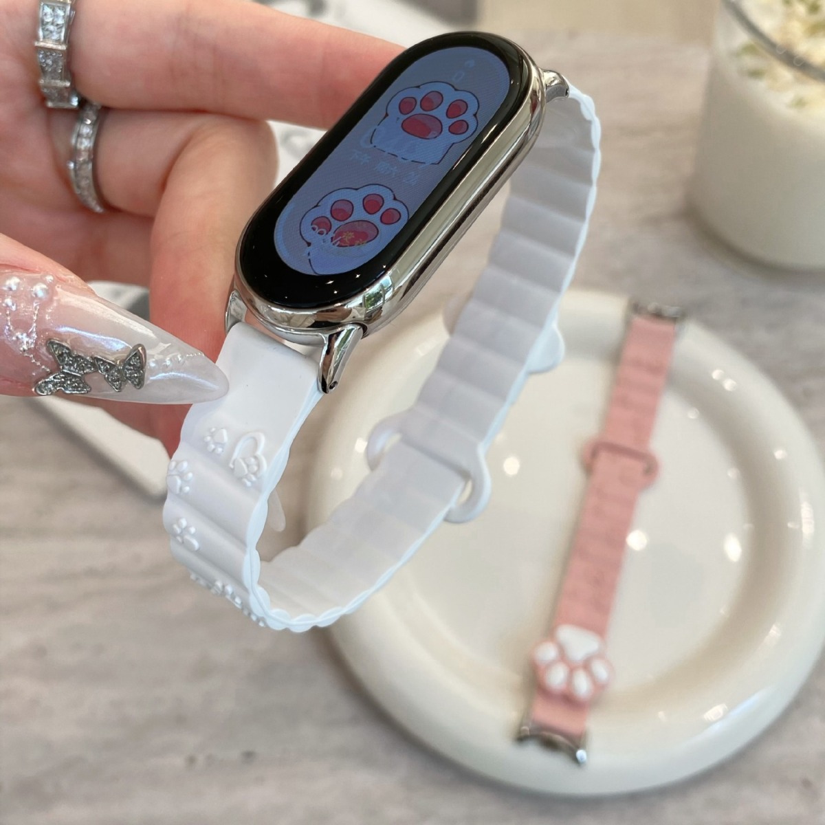 Cat paw magnetic silicone watch strap