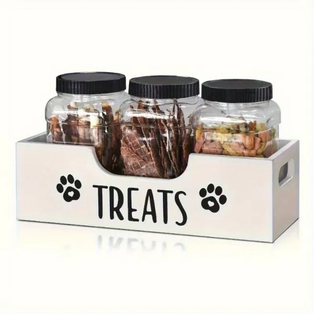 Solid Wood Pet Snack Container Storage Box White Does Not Contain Jars - Shop at LoveMi