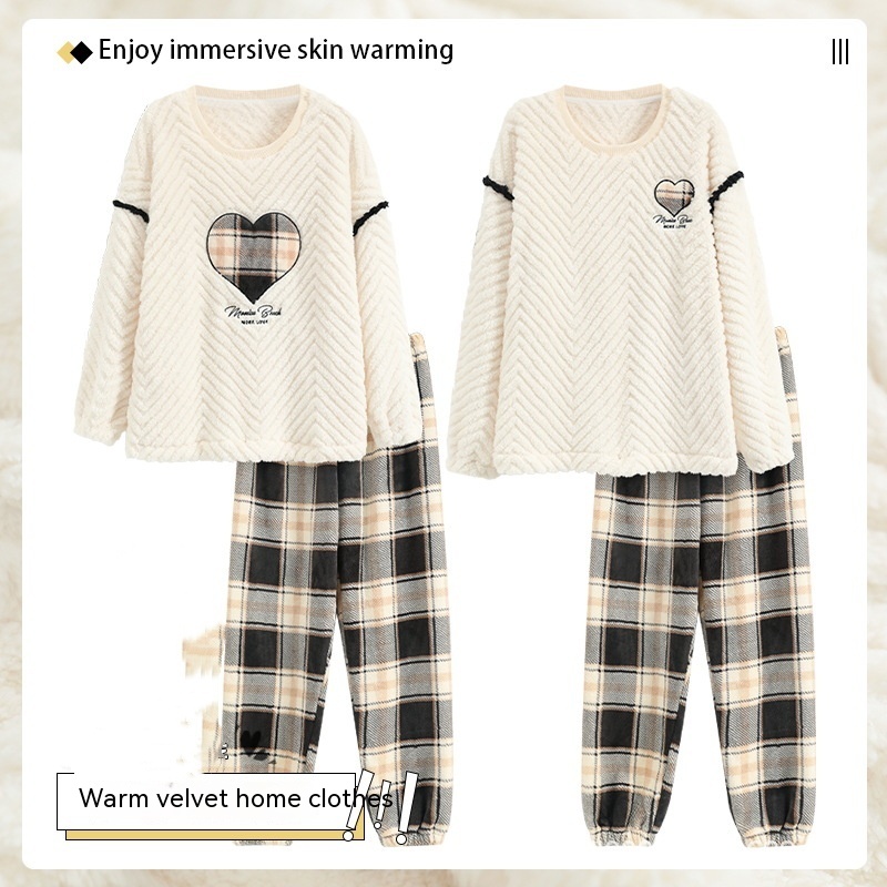 Couple Coral Fleece Thermal Pajamas Women's Long Sleeve Suit - Image 9