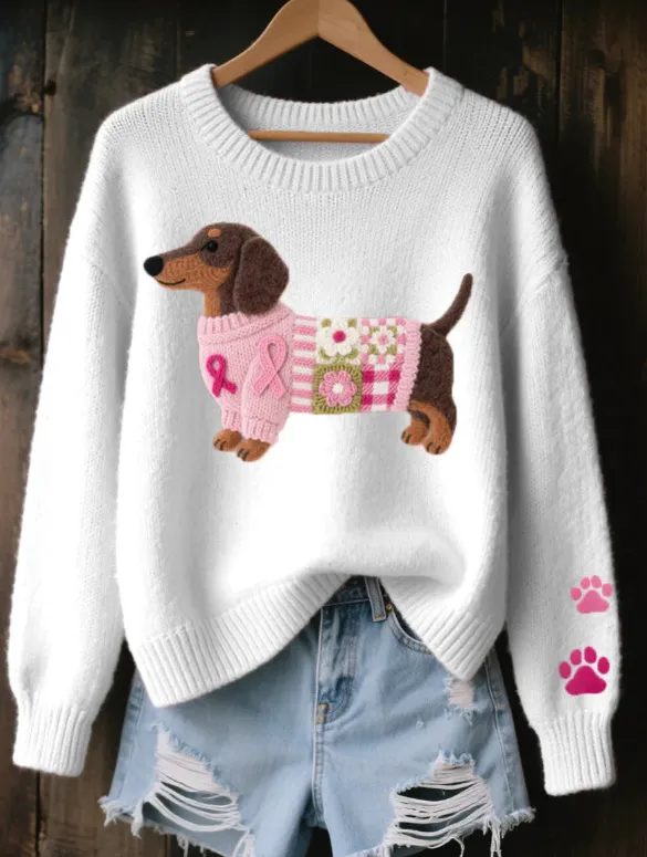 Womens Printed Crew-Neck Faux Sweater Top - White