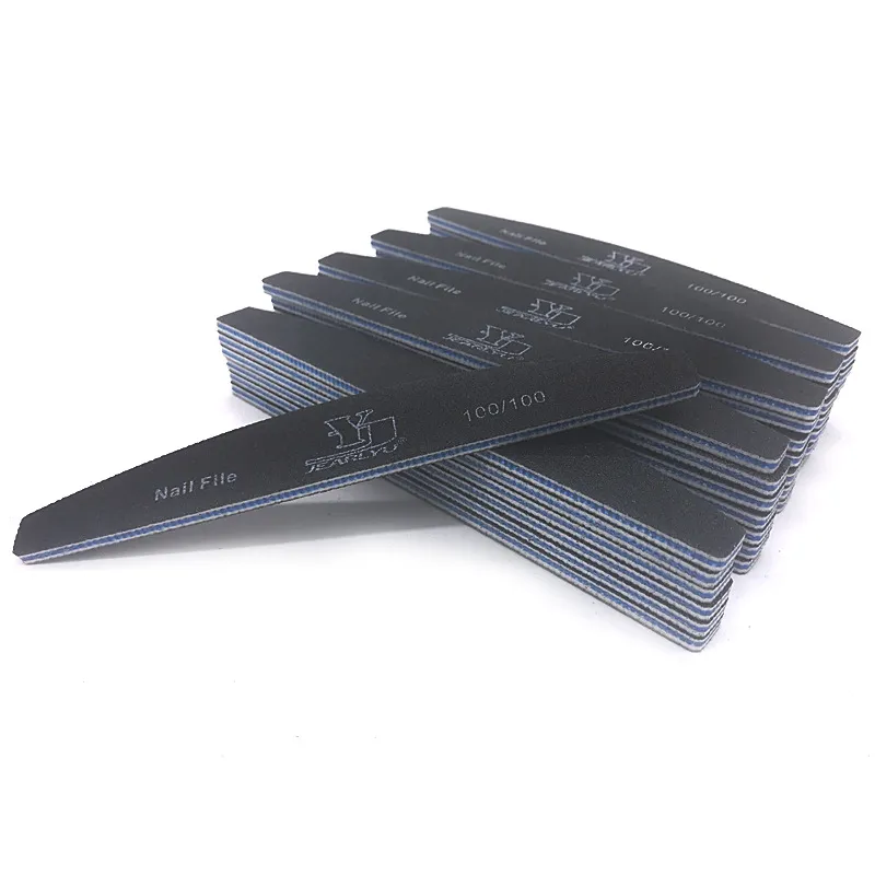 Double-sided Half-month Nail File Strip Manicure Implement - Blue Core Black Sand 100