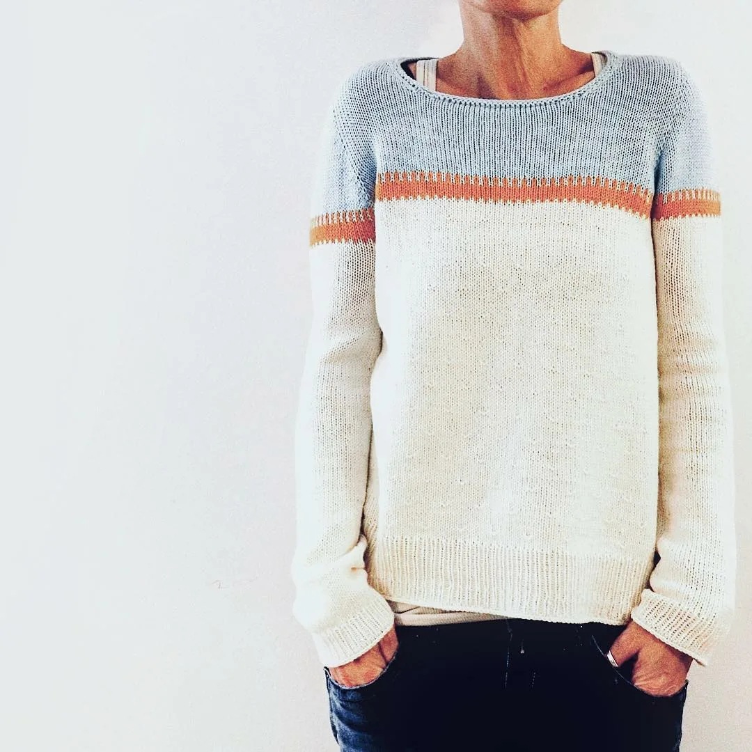 Title 8, Round Neck Loose Multicolor Pullover Sweater