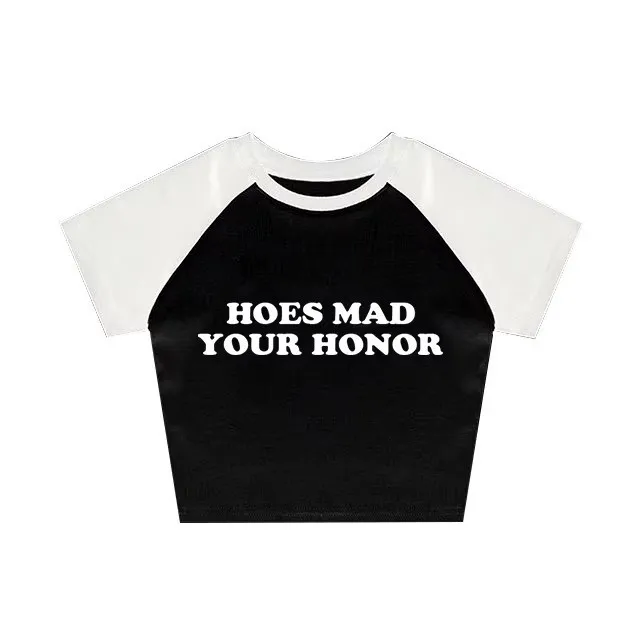 Sweet Cute Casual Letter Printed T shirt Top Round Neck Black And White 2 - Shop at LoveMi