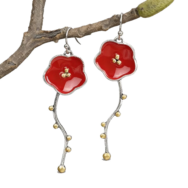 Fashionable Branch And Flower Long Earrings
