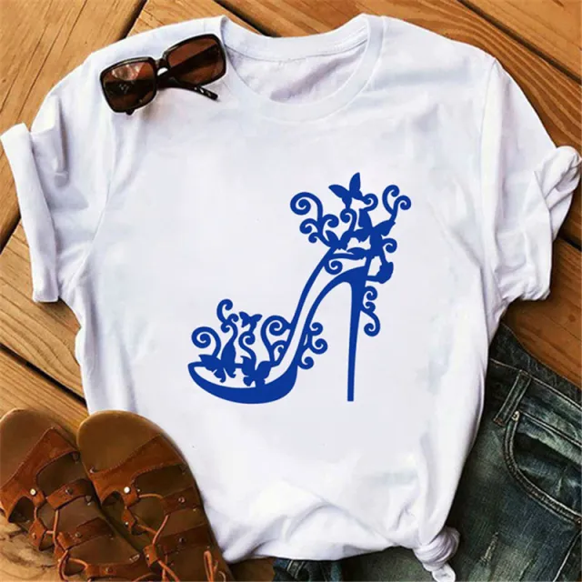 Women's High Heels Pattern Cute Loose Top T shirt 5320 - Shop at LoveMi