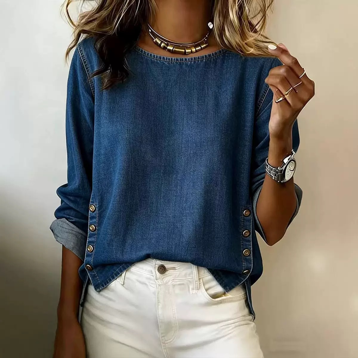 Womens Denim Shirt European And American Style
