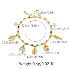 Bohemian Anklet Copper Plating 18K Real Gold Chain - Ka0274 - View 1
