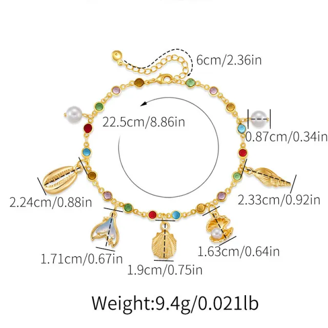 Bohemian Anklet Copper Plating 18K Real Gold Chain Ka0274 - Shop at LoveMi
