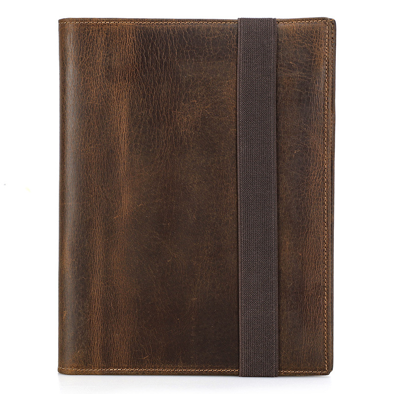 Crazy Horse Leather A5 Paper Notebook Multi-function Protective Sleeve – Brown