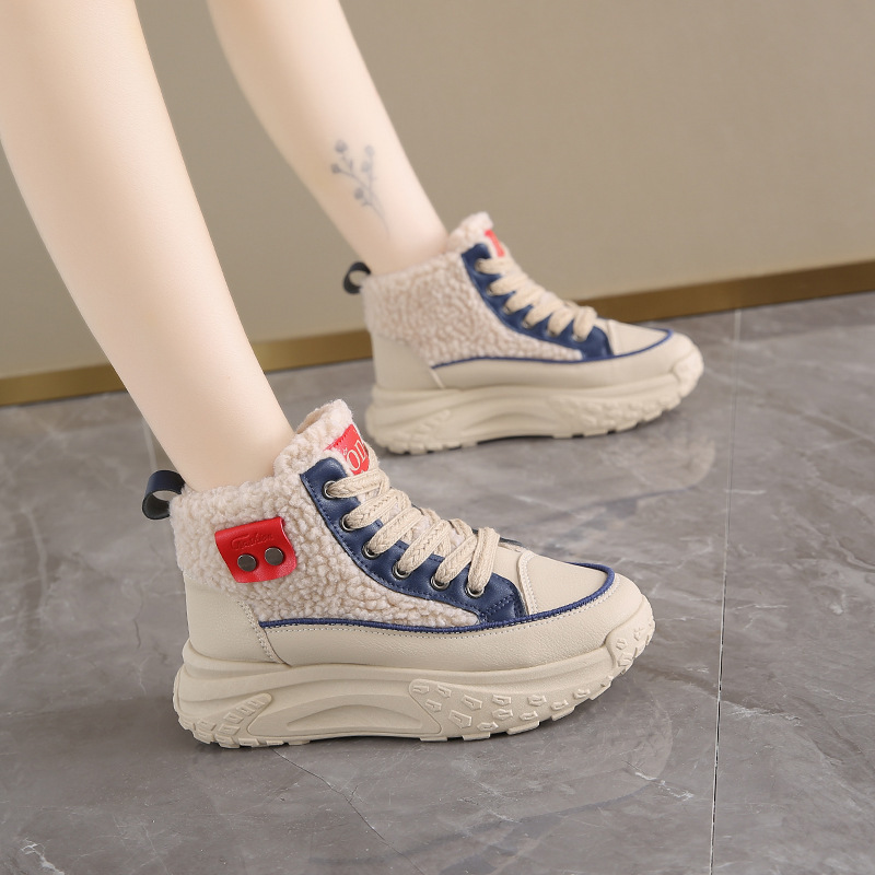High-top White Sneakers New Korean-style Height-increasing And Warm-keeping Sports Shoes