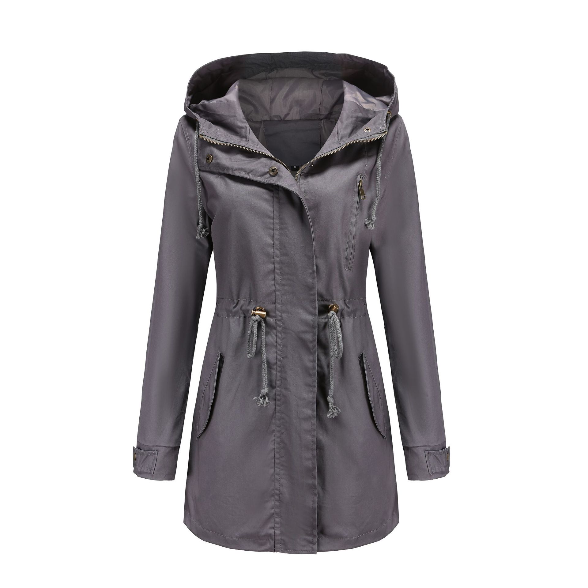 New Cotton Anorak Women's Spring And Autumn Coat Gray - Shop at LoveMi