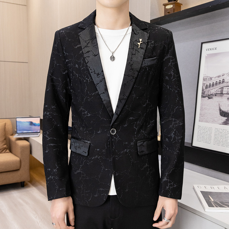 Casual Korean-style Fashionable Slim-fit Jacquard Mens Blazer