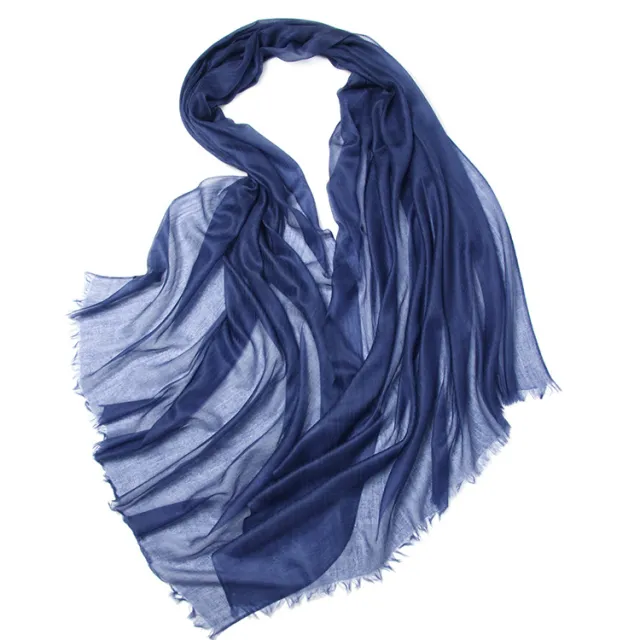 300 Rings Velvet Scarf Thin Solid Color And Plain Sun Protection Navy Blue - Shop at LoveMi