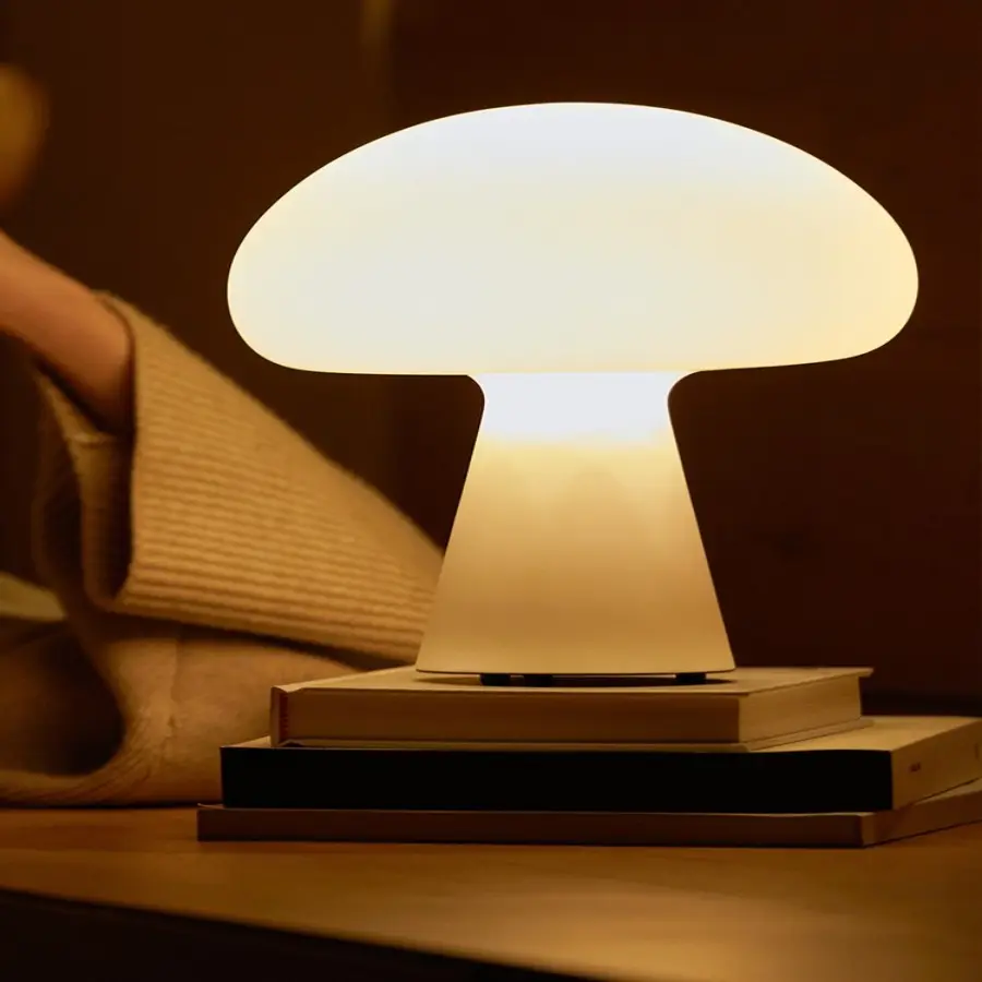 Cream Style Mushroom Table Lamp Charging Dimming