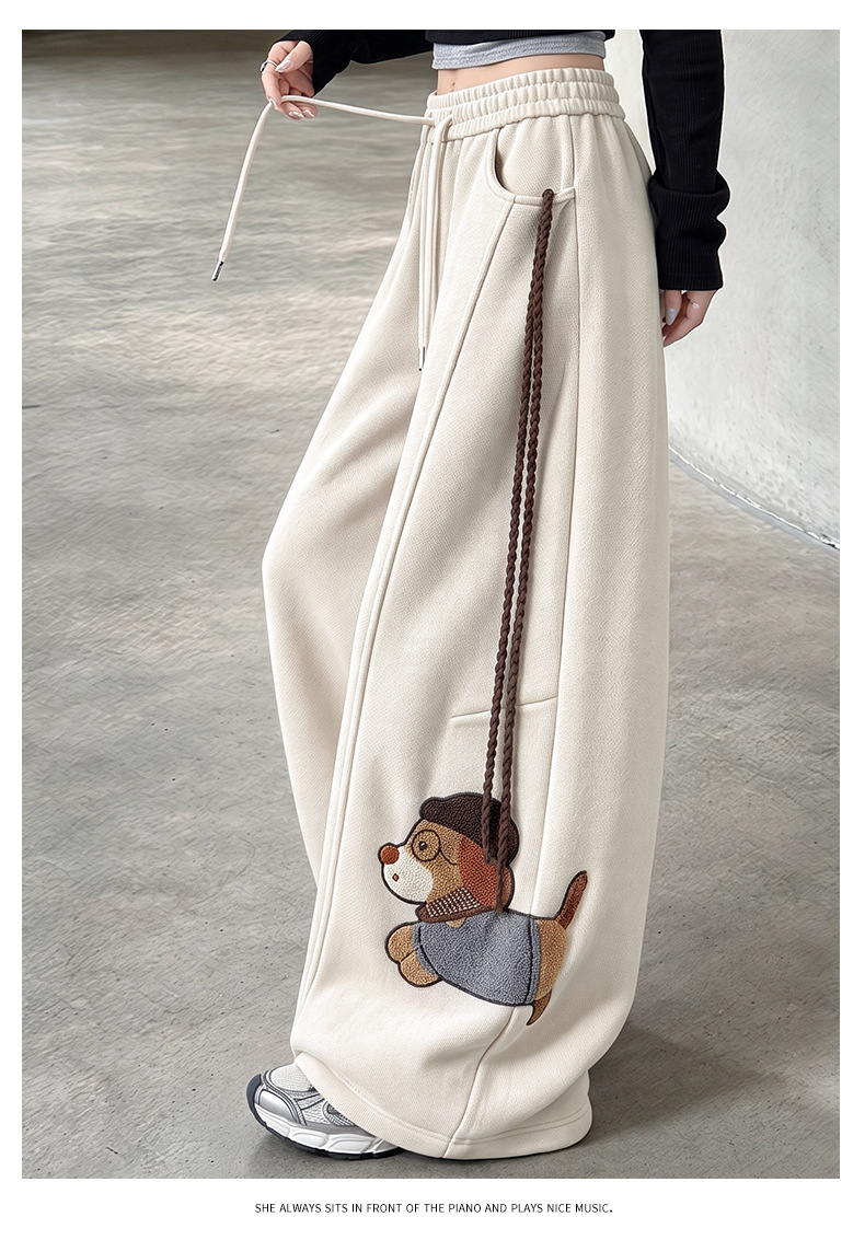 Wide-leg elastic-waist casual pants supplier image 4