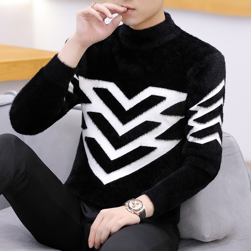 New Mink Sweater Men's Half-high Collar Bottoming Sweater