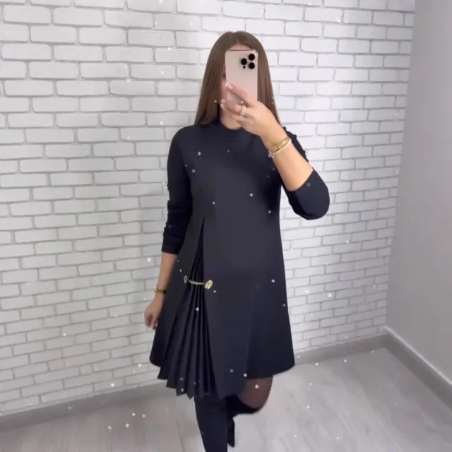 European And American style Long Elegant Patchwork Dress Black - Shop at LoveMi