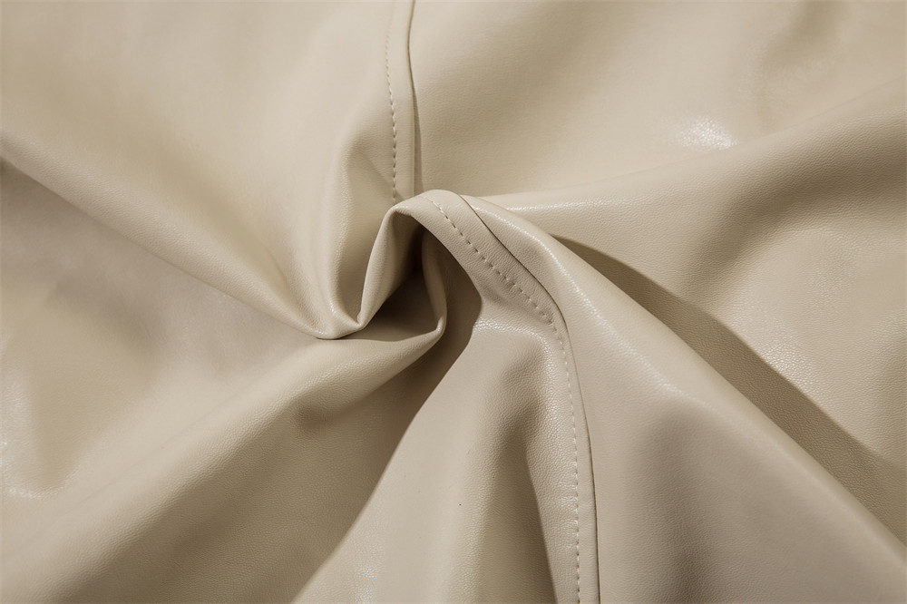 Solid Color PU Leather Coat Men