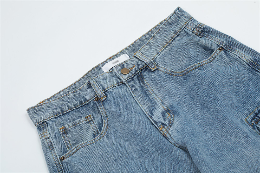 American Retro Multi-pocket Distressed Straight Cargo Pants Men - Image 4