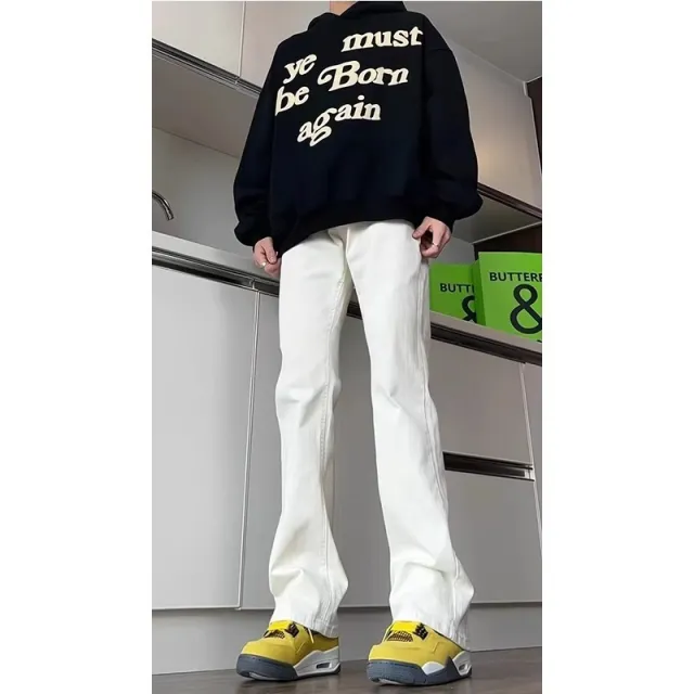 Women's American style Retro Skinny Jeans Straight Loose White - Shop at LoveMi