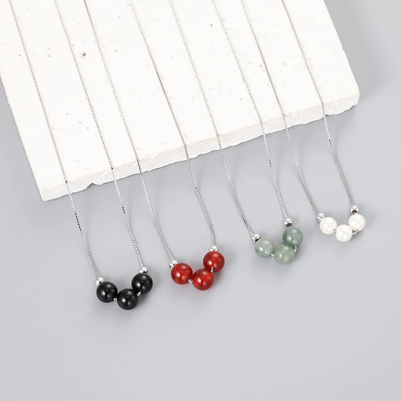 Red Agate Pearl Hetian Jade Necklace For Women