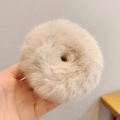 Cute Plush Pops Hair Ring Bracelet - Beige - View 1