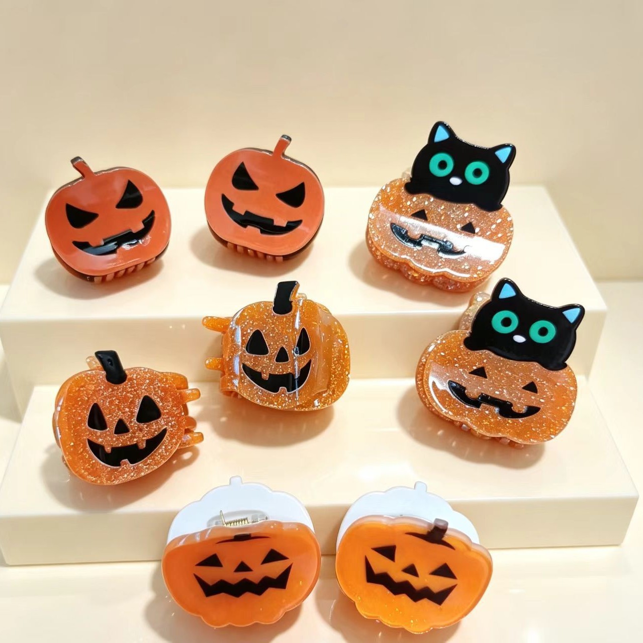 Cute Spooky Pumpkin Head Hair Clip For Halloween